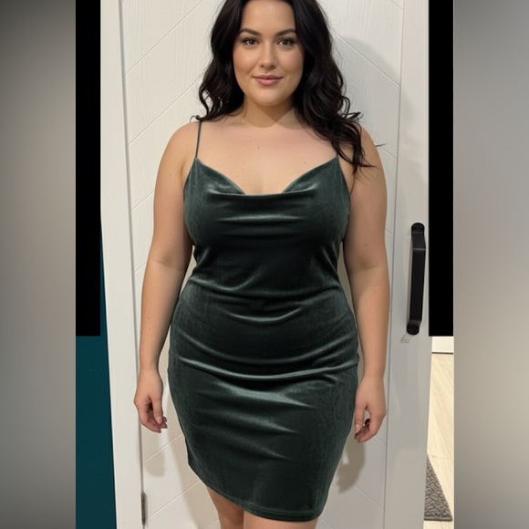 le chateau Dresses & Skirts - Le Chateau dark green Velvet Dress cowl neck, holiday party Christmas dress  XXL